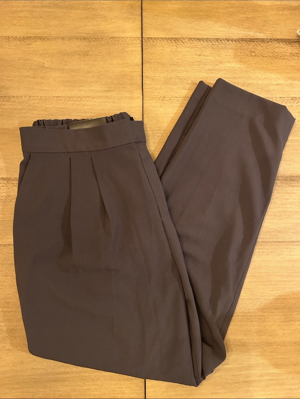 Banana Republic Grey High-Waist Pleated Trousers